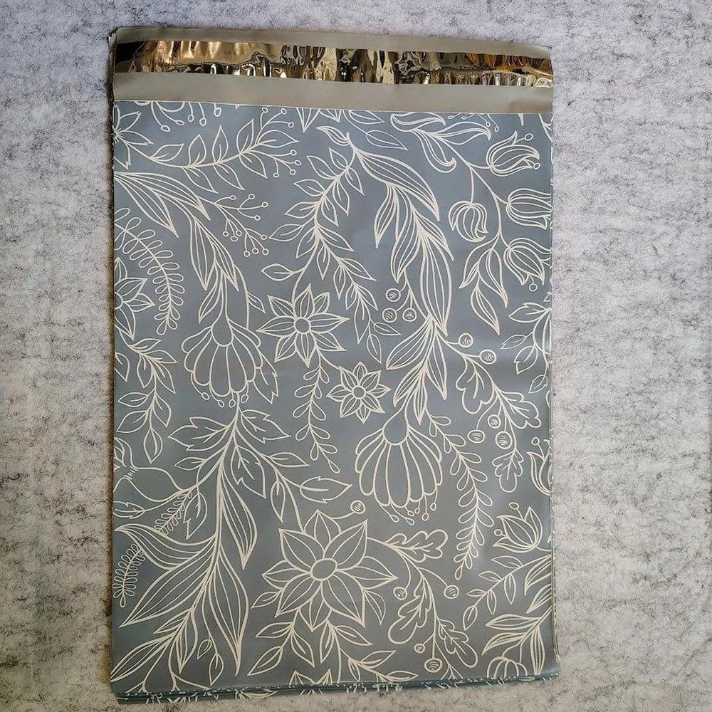 Floral Poly Shipping Mailers 10x13 Blue White Botanical Mailing Envelopes Pack